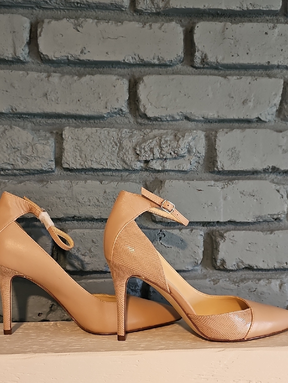 New Nine West Women's Nude Ankle-Strap Pointed-Toe Heels Sz 7.5M